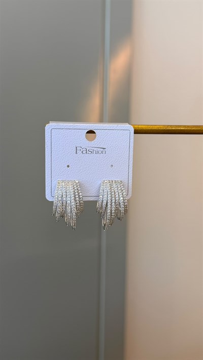 Zirkon Taşlı Bombeli Silver Küpe