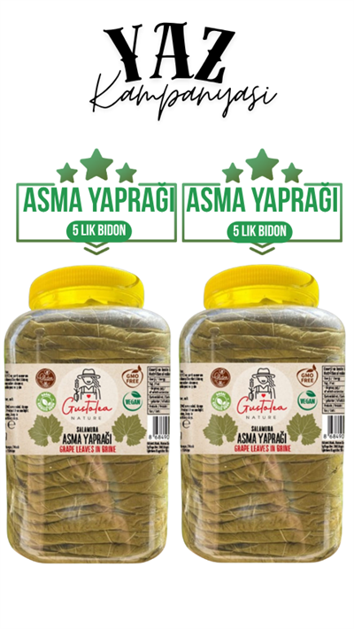 Gustolea Nature Manisa Sultaniye Ilk Hasat Ince Damarsız Salamura Uç Asma Yaprağı 2 Pet