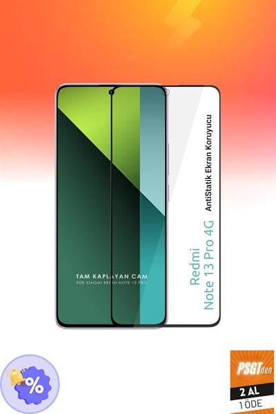 2 Adet Xiaomi Redmi Note 13Pro 4G Tam Kaplayan Anti Statik Temperli Kırılmaz Cam Ekran Koruyucu