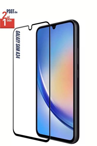 2Adet Samsung Galaxy A34 Tam Kaplayan Temperli Cam Ekran Koruyucu