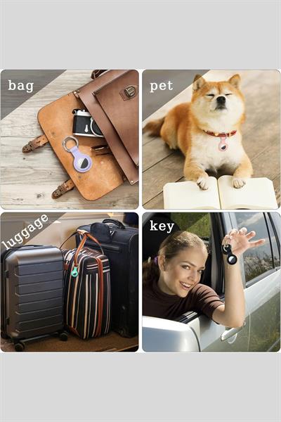 Airtag Tutucu Anahtarlık Apple ile Uyumlu, Silikon Koruyucu Kılıf Kedi, Köpek Yaka, Bagaj Anahtarlık