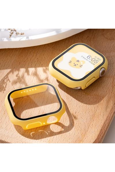 Apple Için Temperli Cam + Kapak Izle Vaka 44MM Ekran Koruyucu Apple Izle Aksesuarları