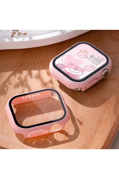 Apple Için Temperli Cam + Kapak Izle Vaka 44MM Ekran Koruyucu Apple Izle Aksesuarları