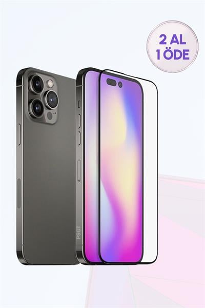 Apple iPhone 14 Pro  Uyumlu Tam Kapatan Tamperli Cam Ekran Koruyucu Kırılmaz Cam