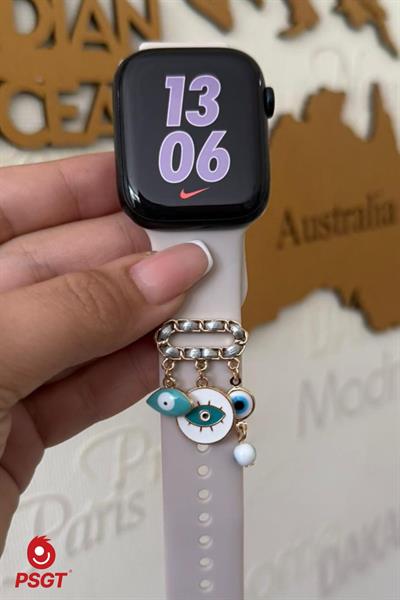 Apple saat bandı Metal uğurlu takı süs aksesuarı dört gözlu silikon kayış dekoratif Charm