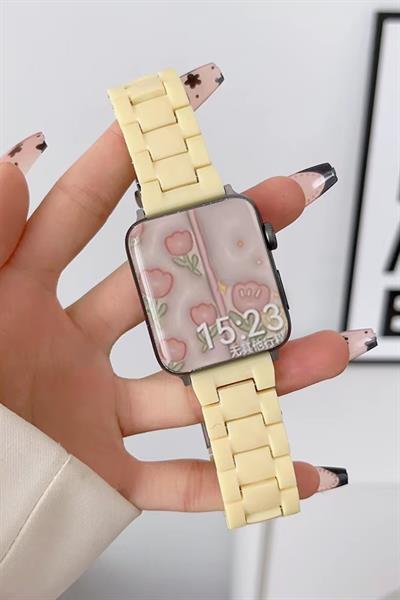 Apple Xiaomi Watch Seri 2/3/4/se/6/7/8/9/10/11 Uyumlu Paslanmaz Çelik Reçine Kordon