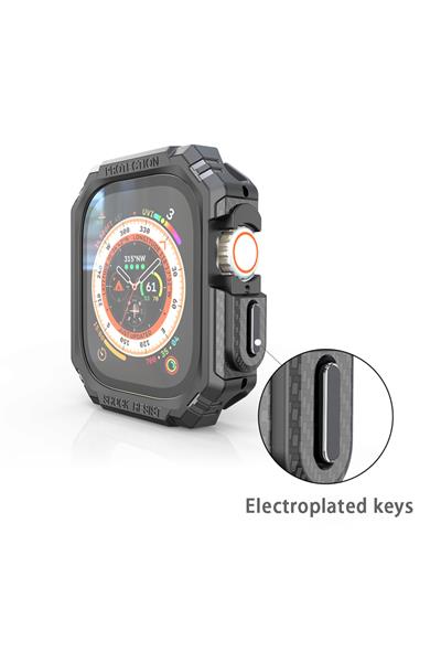 Apple Watch 5 7 8 9 44mm  Uyumlu Kılıf Kasa Lüks darbeye koruma karbon fiber