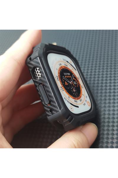 Apple Watch 5 7 8 9 44mm  Uyumlu Kılıf Kasa Lüks darbeye koruma karbon fiber