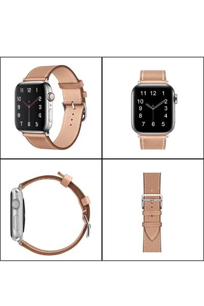 Apple Watch 2/3/4/5/se/6/7/8/9/10/11 Uyumlu deri Kordon