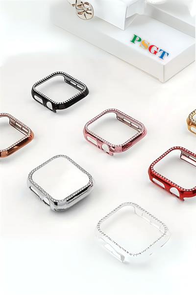Apple Watch Seri10-46mm Uyumlu Kasa Koruyucu Işıltılı Parlak Taşlı Koruma