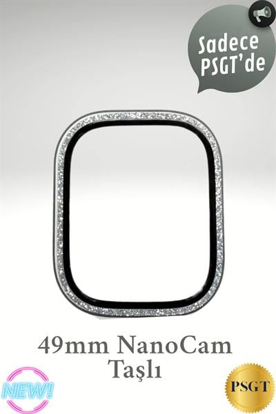 Apple Watch Ultra 49mm Uyumlu Taşlı Nano Cam Ekran Koruyucu Elmaslı