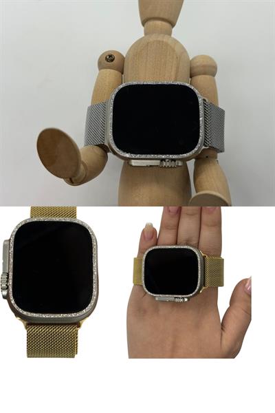 Apple Watch Ultra 49mm Uyumlu Taşlı Nano Cam Ekran Koruyucu Elmaslı