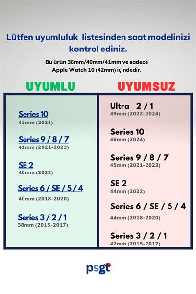 Apple Watch Uyumlu Seri: 1/2/3/4/5/6/se/7/8/9/10/11 Silikon Kordon A++