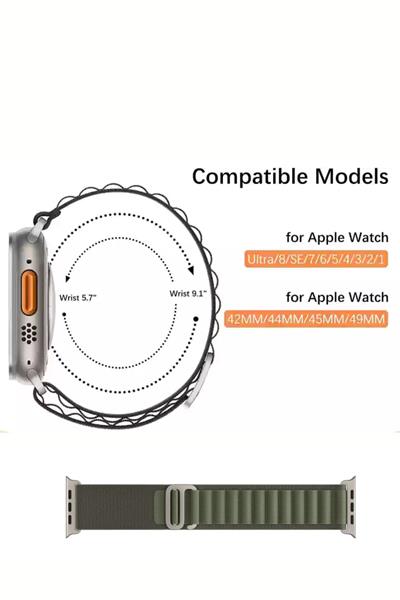 Apple Watch Uyumlu Seri 1/2/3/4/5/6/se/7/8/9/10/11 Ultra/Ultra2 Kordon Alpin