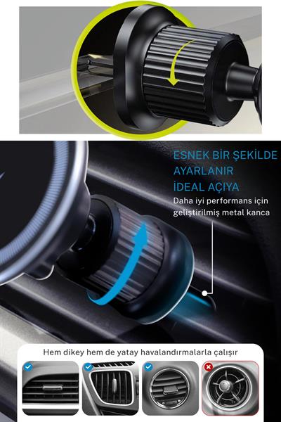 Araç Içi Magnetik Telefon Tutucu YM8-C13 360 Derece Dönebilen Havalandırma Tasarım