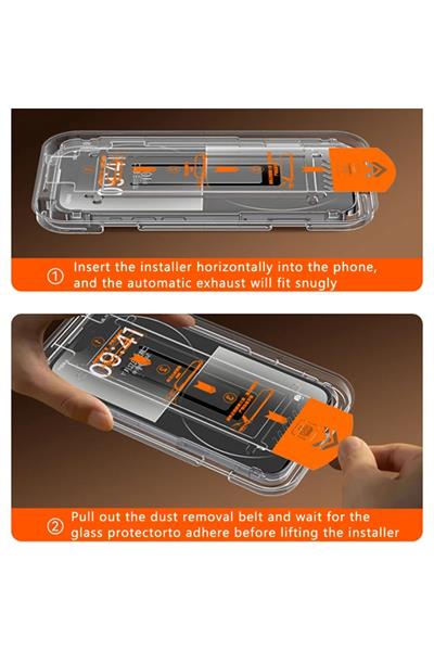 Iphone 12 Kolay Kurulum Kitli Ekran Koruyucu Kırılmaz Cam Anti-statik