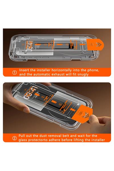 Iphone 13 - 14 2 Easy Kolay Kurulum Kitli Ekran Koruyucu Kırılmaz Cam Anti-statik 2