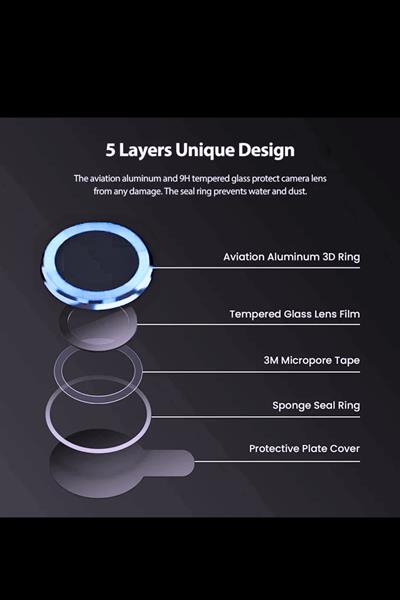 Iphone 13Pro/13ProMax Uyumlu Alüminyum Alaşım 3d Kamera Lens Koruyucu