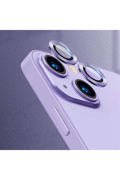 Iphone 14 / 14 Plus Uyumlu Mor Kamera Lensi Koruyucu