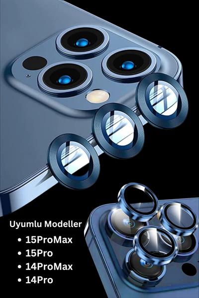 Iphone 14Pro/14ProMax/15Pro/15ProMax Uyumlu Alüminyum Alaşım 3d Kamera Lens Koruyucu