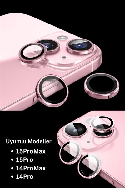 Iphone 14Pro/14ProMax/15Pro/15ProMax Uyumlu Alüminyum Alaşım 3d Kamera Lens Koruyucu