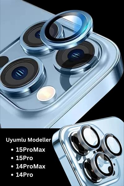 Iphone 14Pro/14ProMax/15Pro/15ProMax Uyumlu Alüminyum Alaşım 3d Kamera Lens Koruyucu