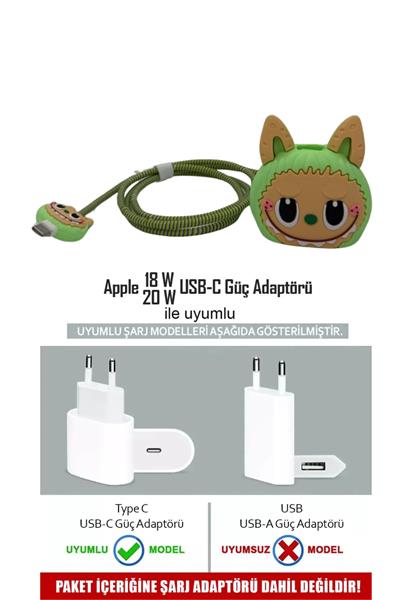 Labubu Iphone 18w/20w Uyumlu Şarj Kılıfı, Şarj Kablosu Örme Aparatı, Toparlayıcı, Kablo Koruyucu