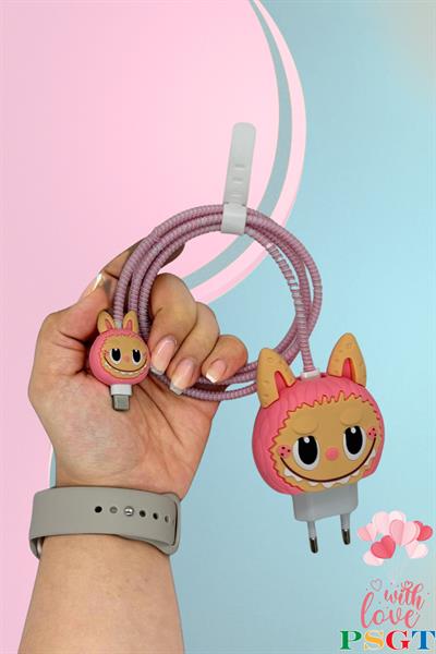 Labubu Iphone 18w/20w Uyumlu Şarj Kılıfı, Şarj Kablosu Örme Aparatı, Toparlayıcı, Kablo Koruyucu