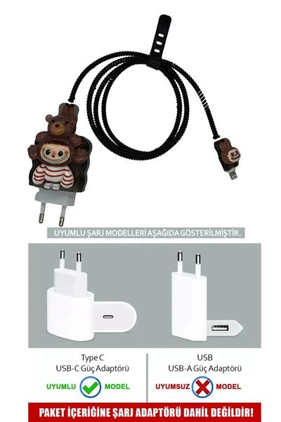 Labubu Iphone 18w/20w Uyumlu Şarj Kılıfı, Şarj Kablosu Örme Aparatı, Toparlayıcı, Kablo Koruyucu