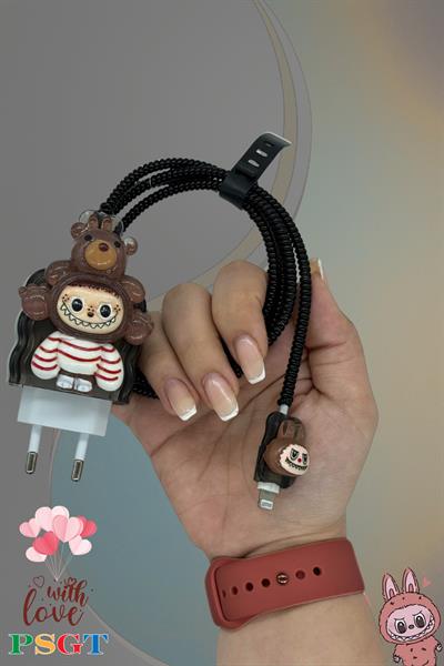 Labubu Iphone 18w/20w Uyumlu Şarj Kılıfı, Şarj Kablosu Örme Aparatı, Toparlayıcı, Kablo Koruyucu