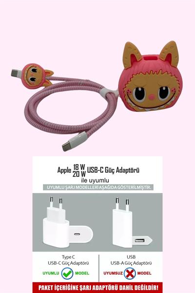 Labubu Iphone 18w/20w Uyumlu Şarj Kılıfı, Şarj Kablosu Örme Aparatı, Toparlayıcı, Kablo Koruyucu