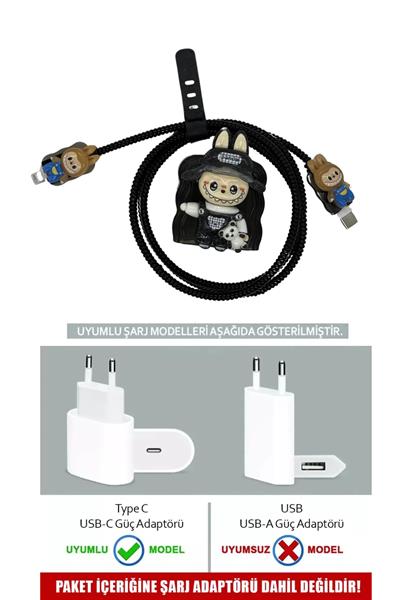 Labubu Iphone 18w/20w/25w Uyumlu Şarj Kılıfı, Şarj Kablosu Örme Aparatı, Toparlayıcı, Kablo Koruyucu