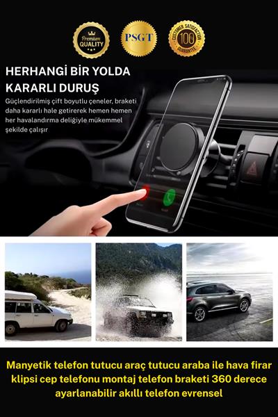 Manyetik telefon araç tutucu hava firar klipsi cep telefonu braketi 360derece ayarlanabilir evrensel