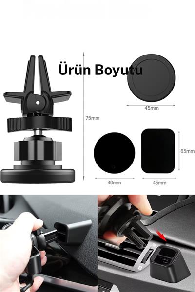 Manyetik telefon araç tutucu hava firar klipsi cep telefonu braketi 360derece ayarlanabilir evrensel