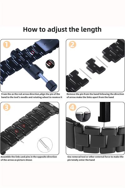 Apple Xiaomi Watch Seri 2/3/4/se/6/7/8/9/10/11 Uyumlu Paslanmaz Çelik Reçine Kordon