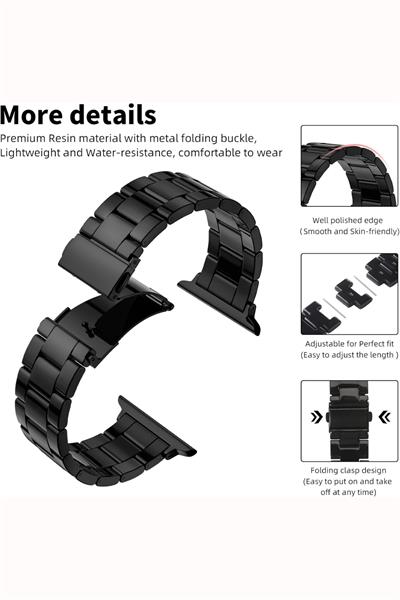 Apple Xiaomi Watch Seri 2/3/4/se/6/7/8/9/10/11 Uyumlu Paslanmaz Çelik Reçine Kordon