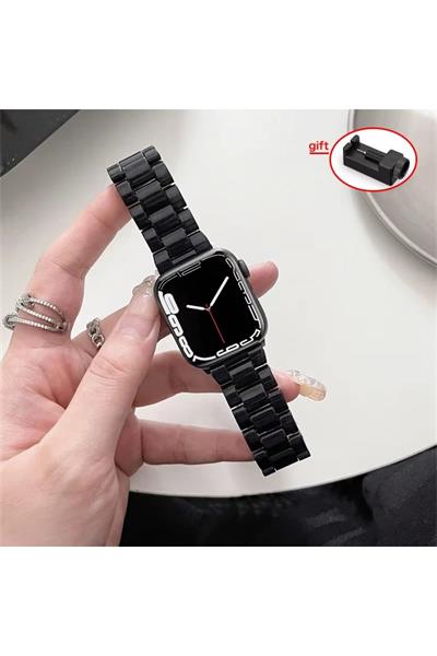 Apple Xiaomi Watch Seri 2/3/4/se/6/7/8/9/10/11 Uyumlu Paslanmaz Çelik Reçine Kordon