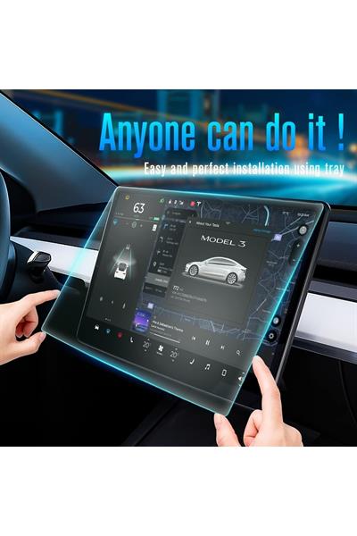 Tesla Model Y Model 3 Ekran Koruyucu Yansıma Önleyici Çizilmez Parmak Baskısı 15 Inç