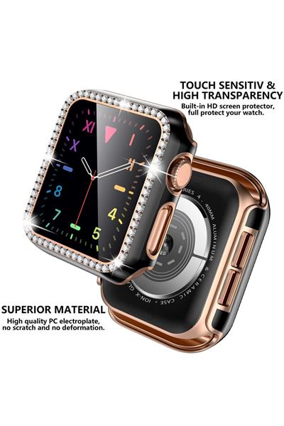 Watch 3 4 5 6 7 8 9 Se  Uyumlu 40mm Kasa Koruyucu Işıltılı Parlak Taşlı Koruma