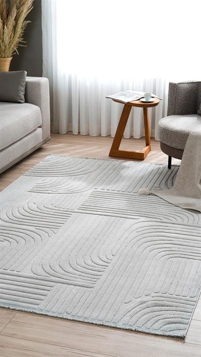 By Özer Halı Açık Gri Renk Bohem Tarz Koza Halı Lisbon A1763C Halı