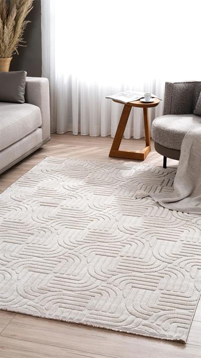 By Özer Halı Bej Renk Bohem Tarz Koza Halı Lisbon A1761B Halı