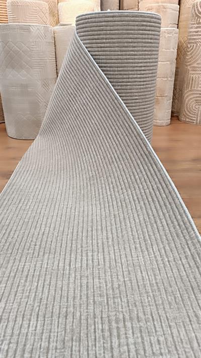 By Özer Halı Kahverengi Çizgili Yumuşak Dokulu Kaymaz Tabanlı Kesme Yolluk