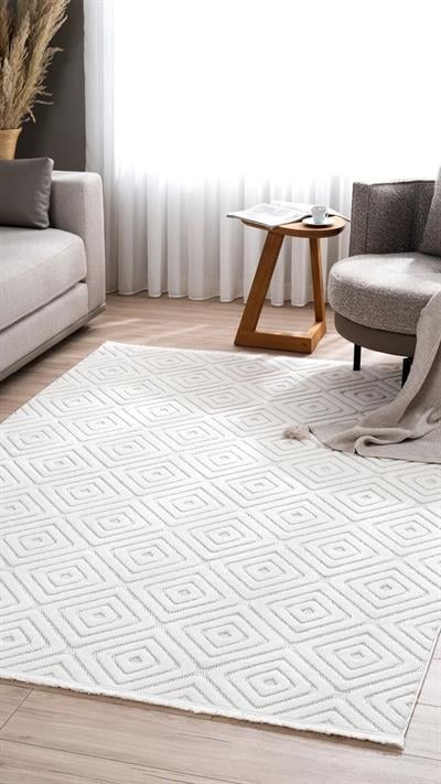 By Özer Halı Krem Renk İskandinav Tarz Koza Halı Lisbon A1762A Halı