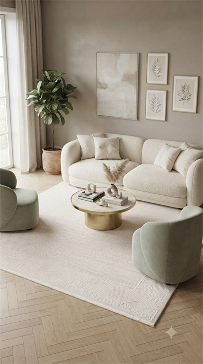 By Özer Halı Krem Renk Modern Tasarım Koza Halı Adler A0729F Salon Halısı