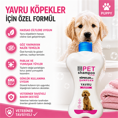  Puppy Yavru Köpek Şampuanı 400 ml | Hassas Ciltler İçin Nazik Temizlik | Parlak ve Yumuşak Tüy Etkisi