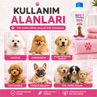  Puppy Yavru Köpek Şampuanı 400 ml | Hassas Ciltler İçin Nazik Temizlik | Parlak ve Yumuşak Tüy Etkisi