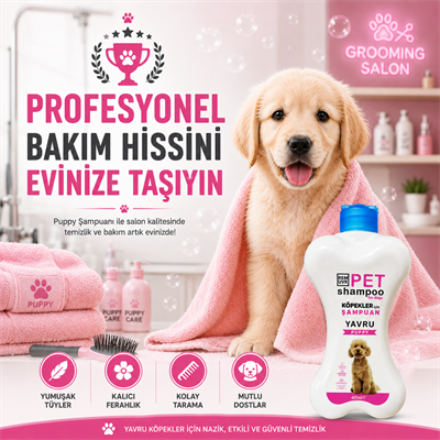  Puppy Yavru Köpek Şampuanı 400 ml | Hassas Ciltler İçin Nazik Temizlik | Parlak ve Yumuşak Tüy Etkisi