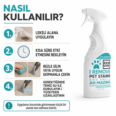Evcil Hayvan Leke ve Koku Giderici Sprey 750 ml Kedi Köpek İdrar Lekesi Temizleyici