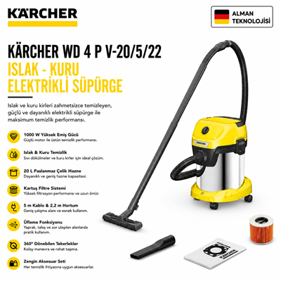 Kaercher WD 3S V-17/4/20 Islak - Kuru Elektrikli Süpürge