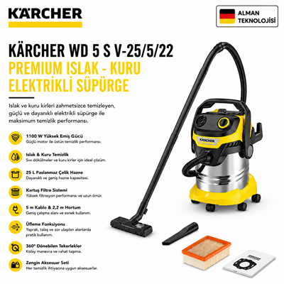 Kaercher WD 5 Premium Islak - Kuru Elektrikli Süpürge